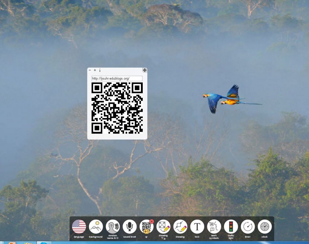 Example of a quickly-made QR code at classroomscreen.com.